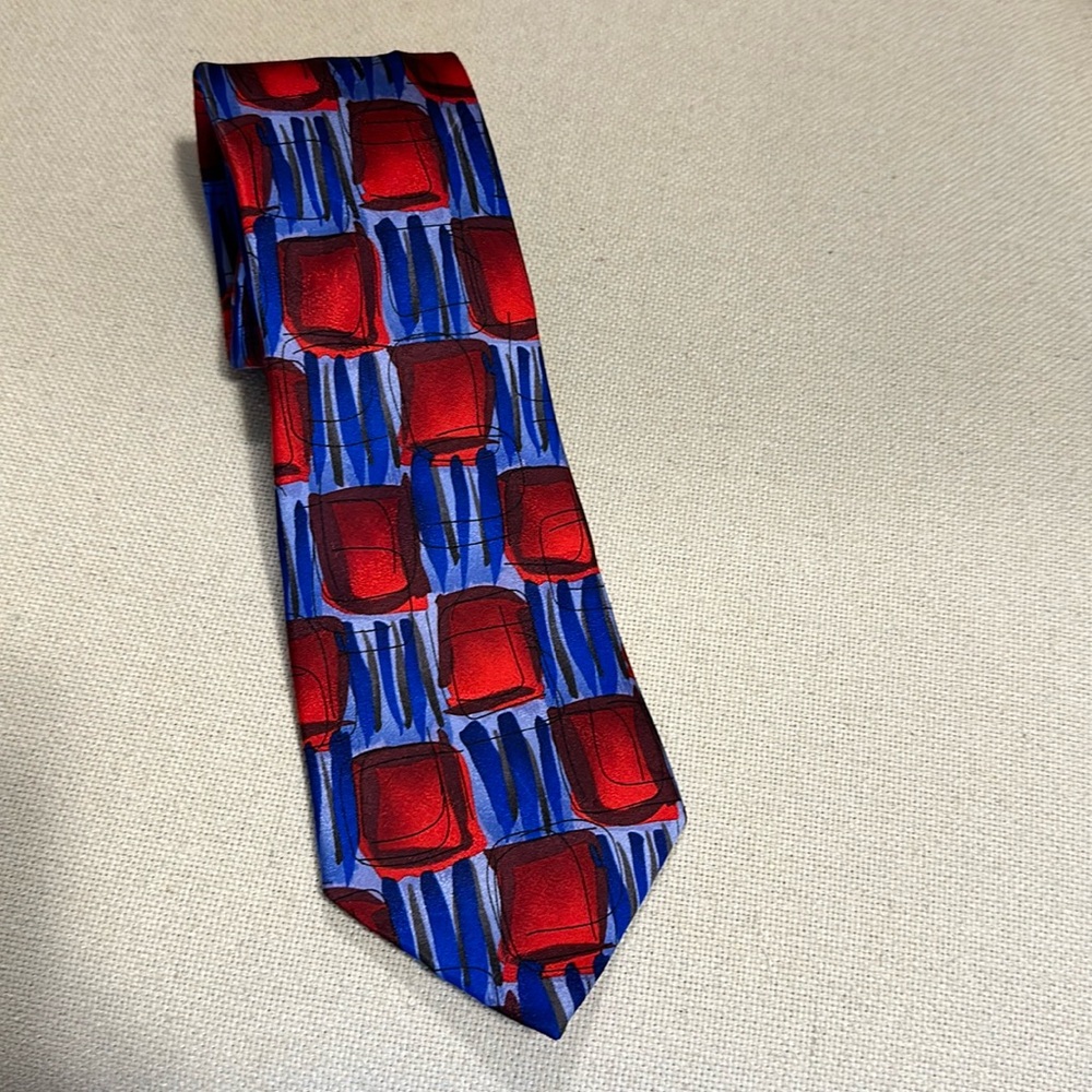 Men’s J. Garcia Colorful Tie with Blues and Reds.
